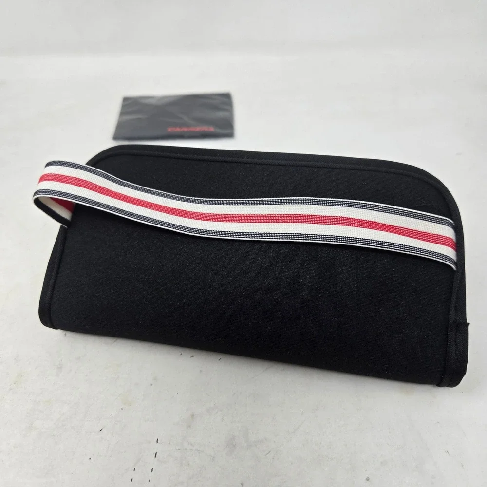 Carrera Eyewear Black Soft Sunglasses Case with Striped Band‎ and Cleaning Cloth